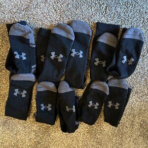 Under Armour Men's Black Gray Resistor III Crew Socks Pack of 5 Large Size